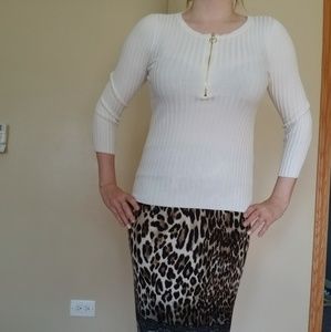 Ribbed white sweater